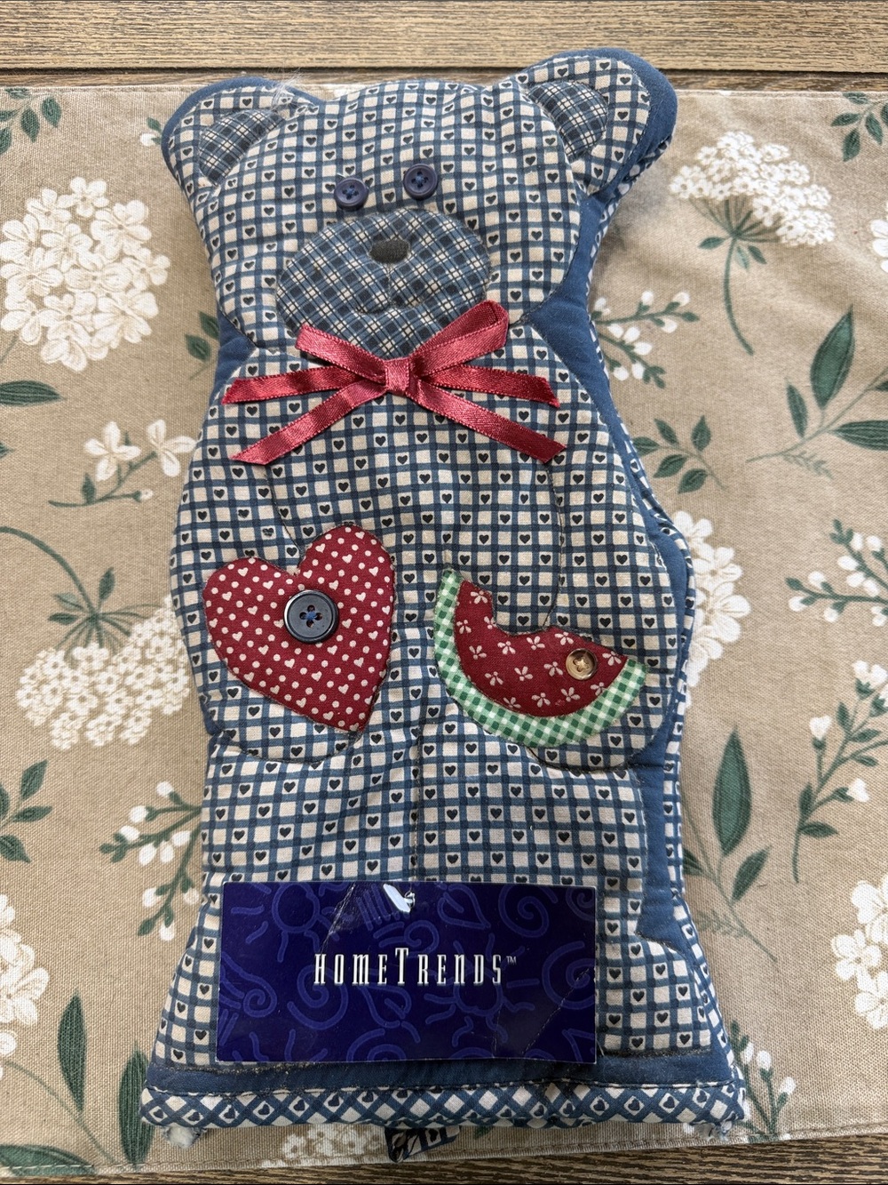 HomeTrends Quilted Bear Oven Mit Dead Stock Chic Granny Cottagecore with Tags!